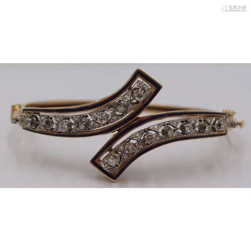 JEWELRY. 14kt Gold, Diamond and Enamel Bracelet.