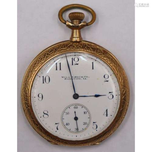 JEWELRY. Will H. Beck Co.14kt Gold Pocket Watch.