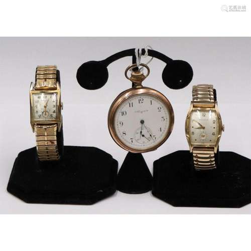 JEWELRY. Men's Gold Tone Watch Grouping.