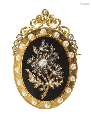 Broche-pendentif porte-photo centrée d'une plaque d'...