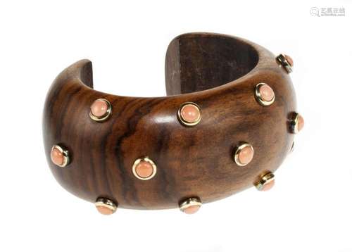 L'Orée du Bois, bracelet jonc ouvert Ponctué de motifs s...