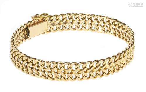 Bracelet à double maille gourmette Or 585, L 18 cm, 25 g