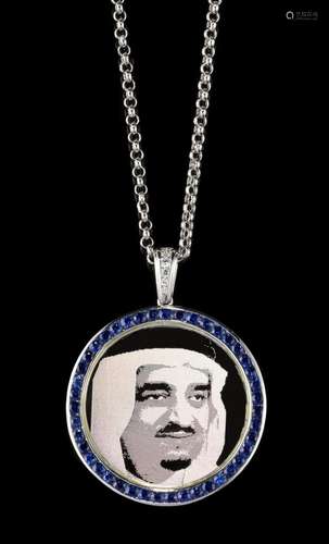 Pendentif au portrait du roi Fahd ben Abdelaziz Al Saoud d&#...