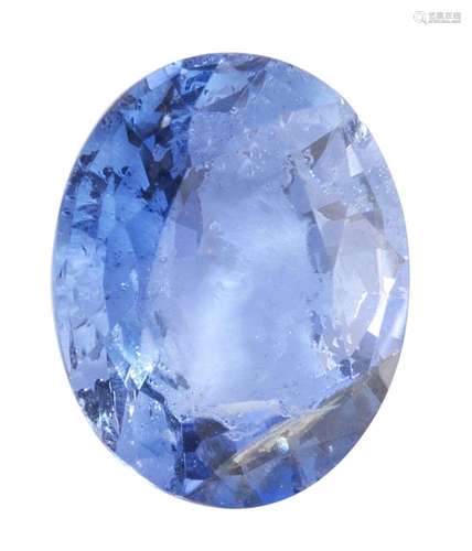 Saphir taille ovale sur papier 1,83 ct