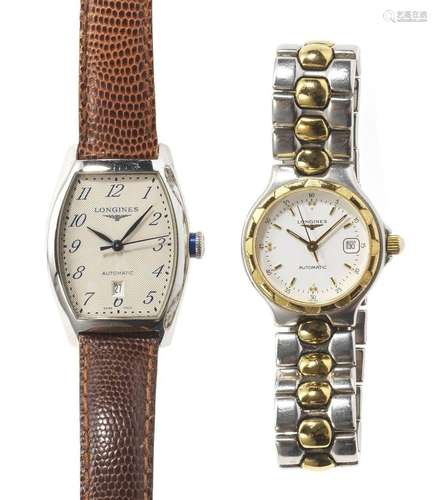 Longines, lot de deux montres automatiques, une tonneau et u...