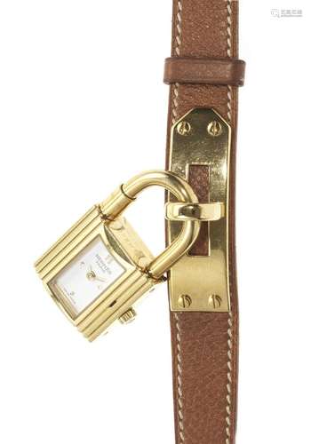 Hermès, Kelly, montre-cadenas à quartz Cadran blanc, aiguill...