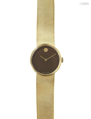 Movado, montre-bracelet ronde mécanique Cadran marron, aigui...