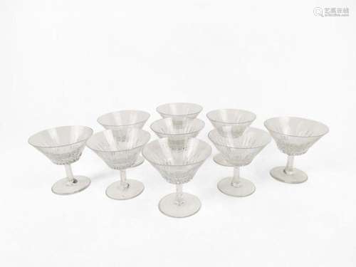 Suite de 6 coupes à champagne, Bohème Cristal taillé