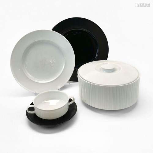 Partie de service noir et blanc Rosenthal, porcelaine, compr...