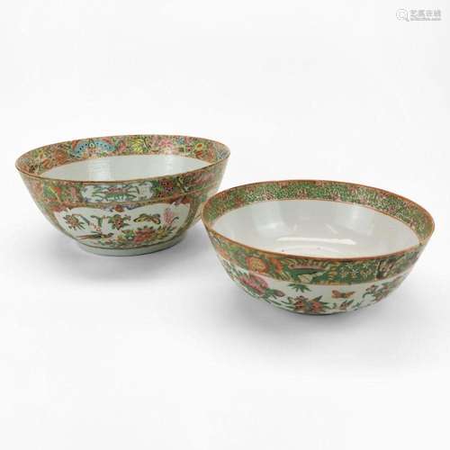 Deux grands bols, Canton, Chine XIXe s Porcelaine émaillée p...