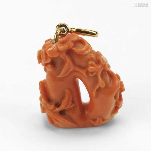 Sceau monté en pendentif Corail, H 4 cm