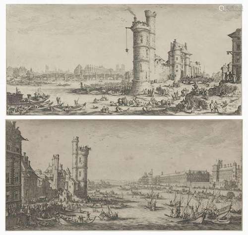 Jacques Callot (1592-1635) Vue du Pont-Neuf avec la Tour de ...