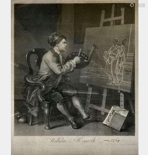 William Hogarth (1697-1764) Autoportrait peignant la muse de...