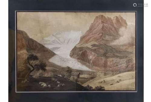 Ecole suisse, fin XVIIIe s, début XXe s Glacier, gravure à l...