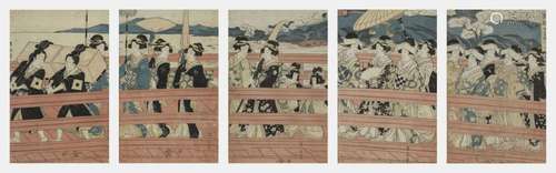 Kikugawa Eizan (1787-1867) Tôto Azuma-bashi gyôretsu (Cortèg...