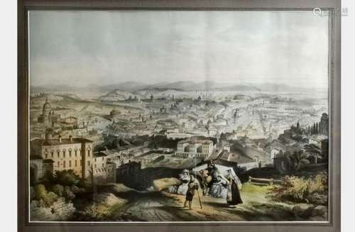 Adolphe Rouargue (1810-c.1870) Vue générale de Rome depuis l...