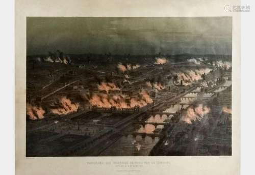 Ecole XIXe s Incendies à Paris pendant la Commune, 1871, lit...