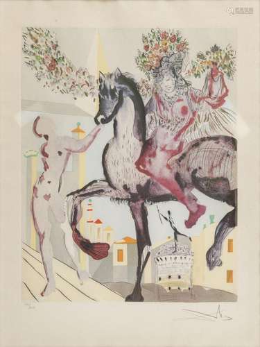 Salvador Dali (1904-1989) Composition surréaliste au cheval,...