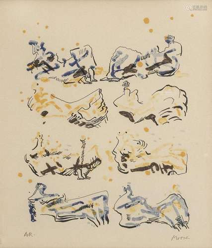 Henry Moore (1898-1986) Hommage à Rodin, 1966, lithographie,...