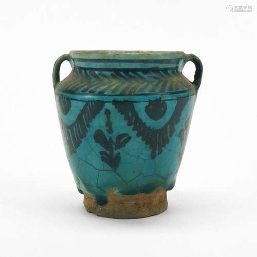 Vase, Iran, Kashan, XVIIIe s Céramique émaillée turquoise, H...