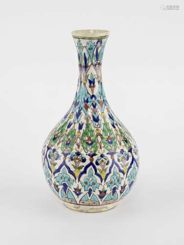 Bouteille, Iznik, Empire ottoman, fin XIXe, début XXe s Faïe...