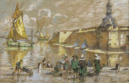 Louis Baudit (1870-1960) Concarneau, pastel et fusain sur pa...