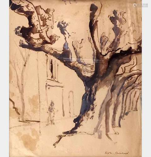 Rodolphe Théophile Bosshard (1889-1960) Platanes, aquarelle ...