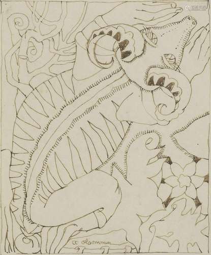 Charles-Clos Olsommer (1883-1966) Animal fantastique, encre ...