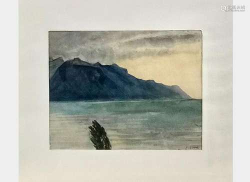 Carl Loosli (1891-1979) Vue du lac Léman depuis Montreux, aq...