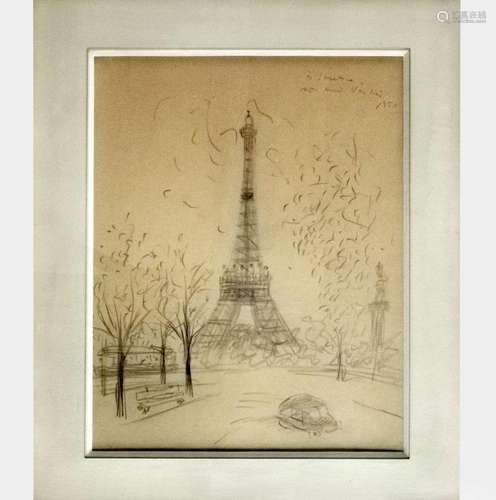 Marcel Vertes (1895-1961) Tour Eiffel, crayon, signé, 42x33 ...