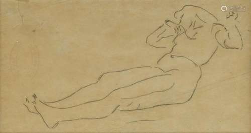 Ferdinand Hodler (1853-1918) Femme couchée, mine de plomb su...