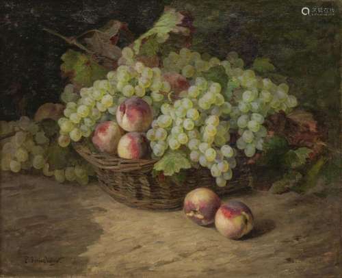 Pauline Bevia-Voisin (1865-1951) Nature morte au panier de f...