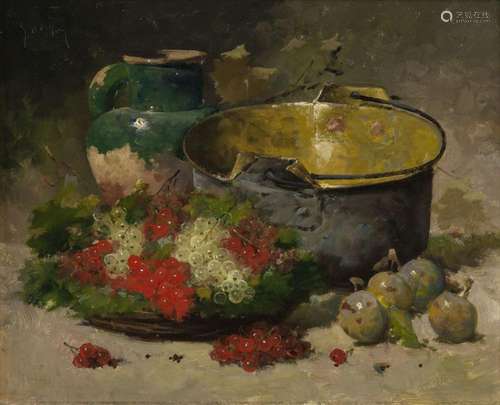 Alfred Godchaux (1835-1895) Nature morte aux raisins, huile ...