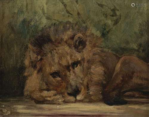 Attribué à Charles Edouard Dubois (1847-1885) Etude de lion,...