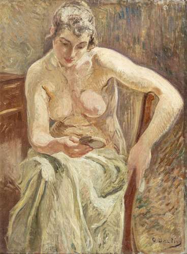 Otto Vautier (1863-1919) Jeune femme au miroir, huile sur to...