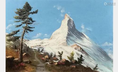 Eugène Devaud de Madelin (1906-1992) Le Mont Cervin, huile s...