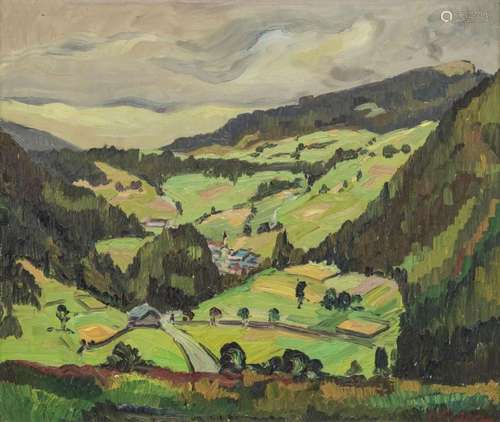 Henri-Vincent Gillard (1902-1980) Paysage de montagnes, huil...