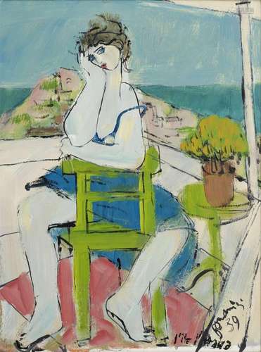 Louis Bonamici (1878-1966) Personnage assis sur une chaise, ...