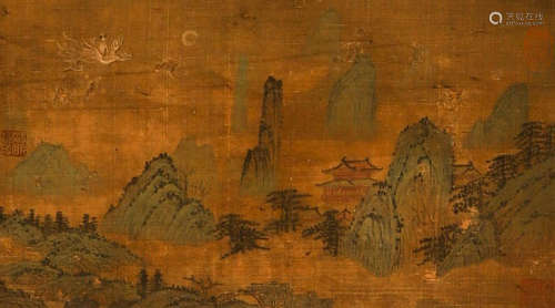 Unknown ancient Chinese green landscape paintings