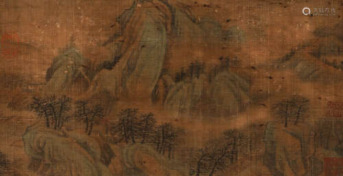 Ancient Chinese unknown silk landscape paintings