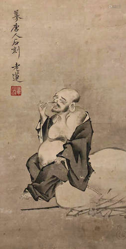 Chen Hongshou's paper figure painting scroll in ancient Chin...