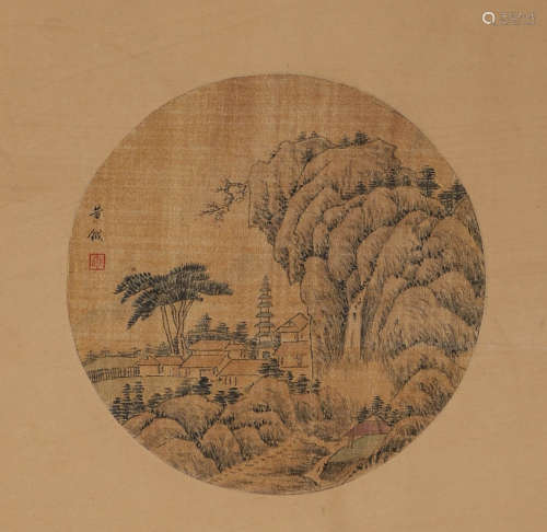 Yellow Tomahawk silk landscape in Qing Dynasty
