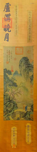 Ancient Chinese Tang Yin silk landscape figures