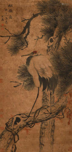 Paper Songhe picture axis of Yusheng in Qing Dynasty