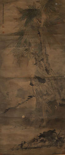 Chinese Qing Dynasty Jinnong paper portrait scroll