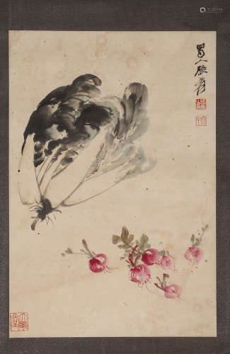 Chinese modern Zhang Daqian paper flower map