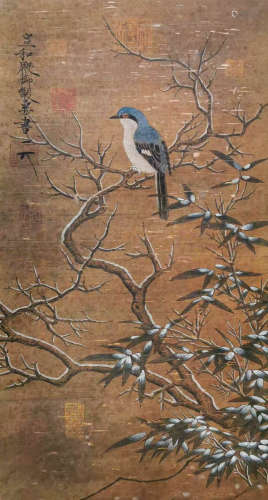 Silk flower and bird painting of Weizong in ancient China