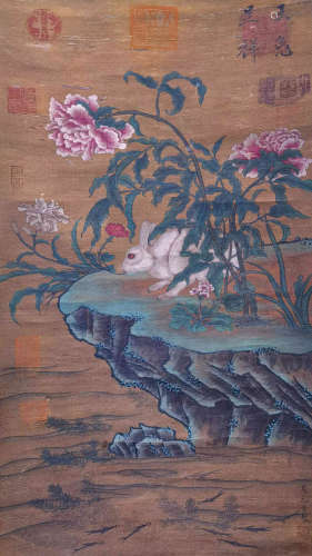 Auspicious picture of jade rabbit in auspicious silk of Yi y...