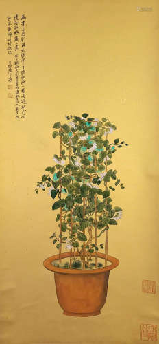 Chinese modern Zhangdaqian gold paper Bogu flower map