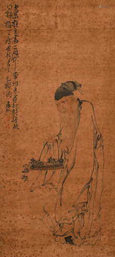 Huang Shen's paper portrait scroll in Qing Dynasty